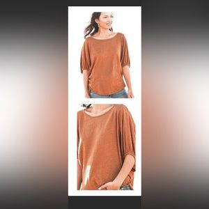 *SOLD* NWT Garnet Hill 100% Organic Line Doleman Sleeve Orange Shirt Size Small